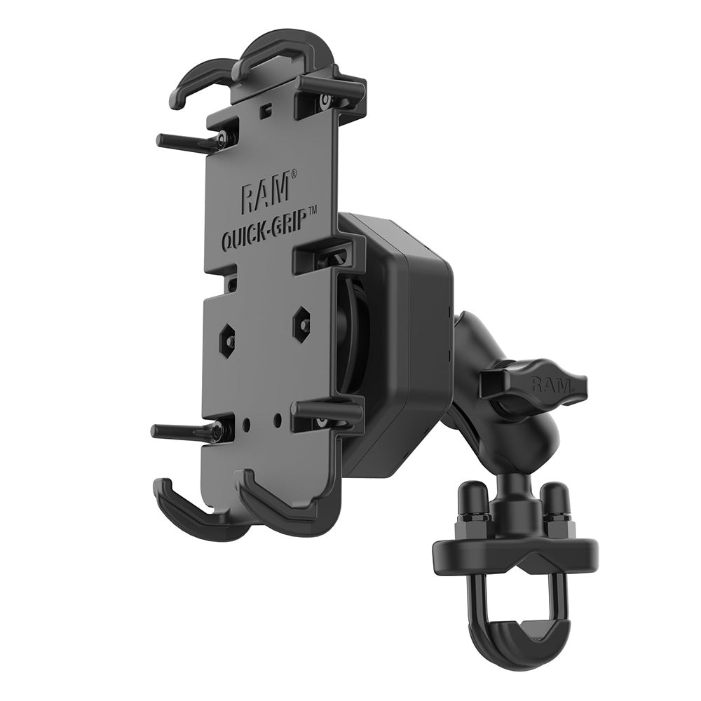 RAM Mount RAM Quick-Grip XL Phone Mount w/Vibe-Safe U-Bolt Base - Short