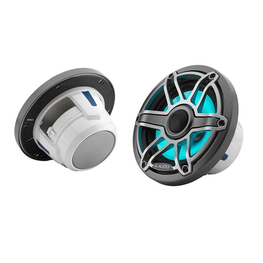 JL Audio M6 Series 6.5" Marine Coaxial Speakers w/Grey Metallic Sport Grille Transflective LED Lighting - M6-650X-S-GmTi-i