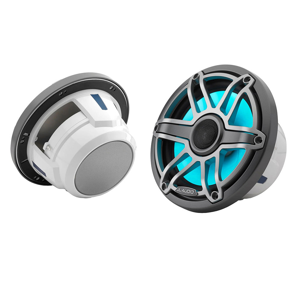 JL Audio M6 Series 7.7" Marine Coaxial Speakers w/Grey Metallic Sport Grille Transflective LED Lighting - M6-770X-S-GmTi-i