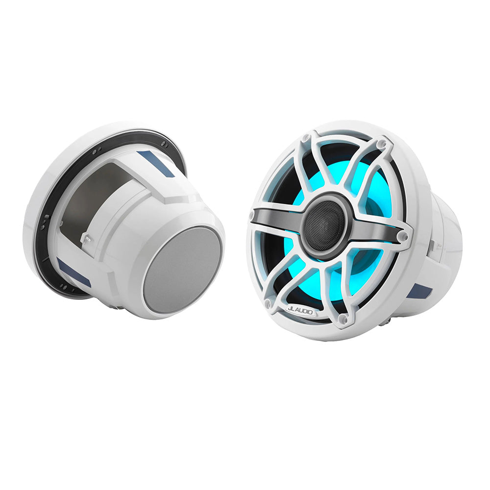 JL Audio M6 Series 8.8" Marine Coaxial Speakers w/Gloss White Sport Grille Transflective LED Lighting - M6-880X-S-GwGw-i
