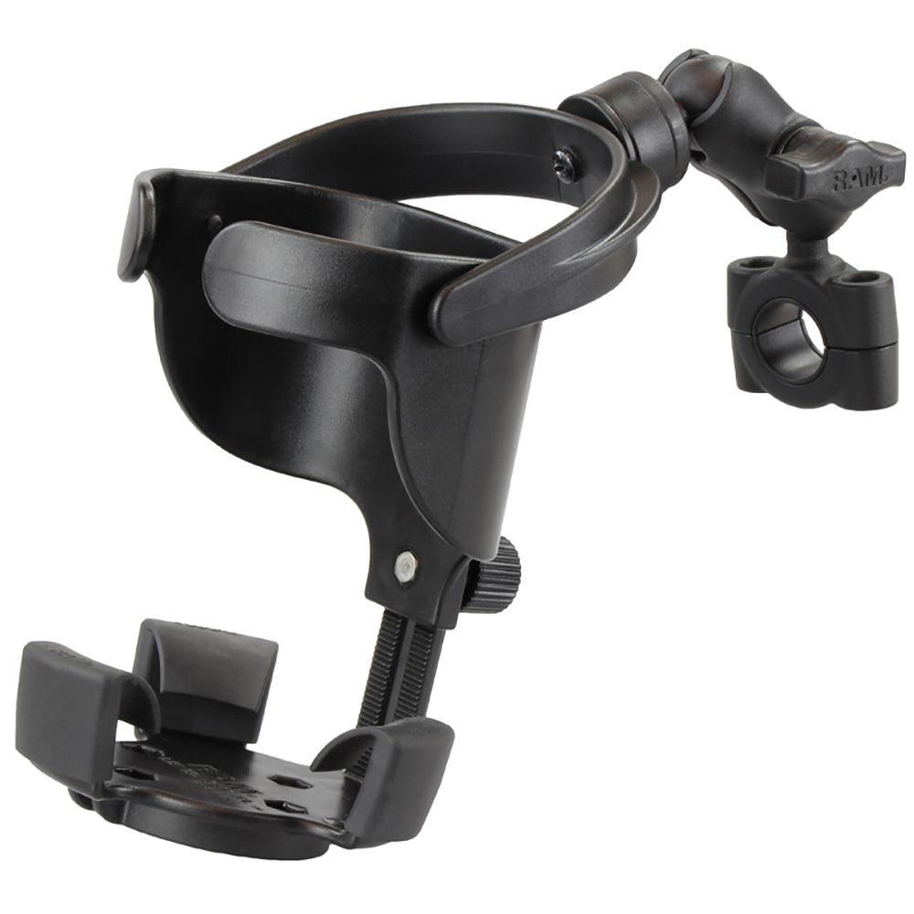 RAM Mount RAM Level Cup XL with Torque 3/4" 1" Diameter Rail Base and Short Arm
