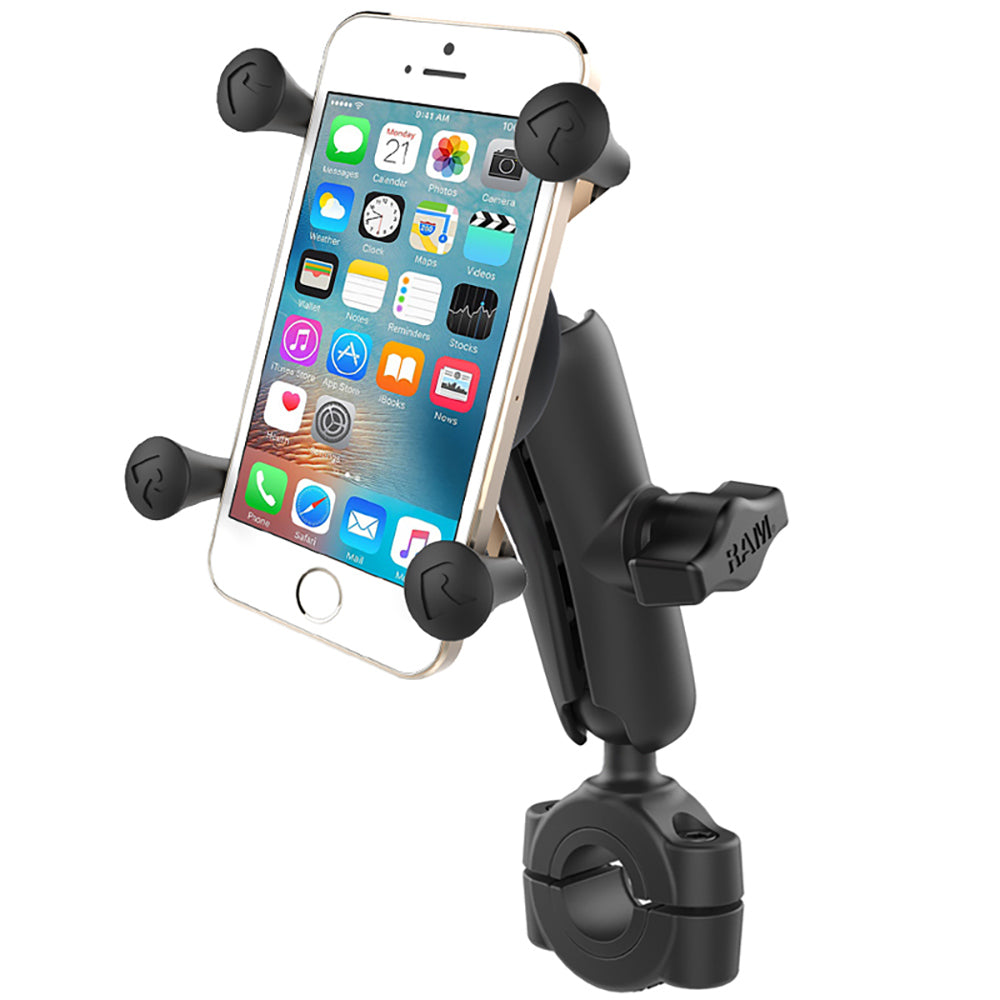 RAM Mount RAM Torque 3/4" - 1" Diameter Handlebar/Rail Base w/1" Ball, Medium Arm X-Grip f/Phones