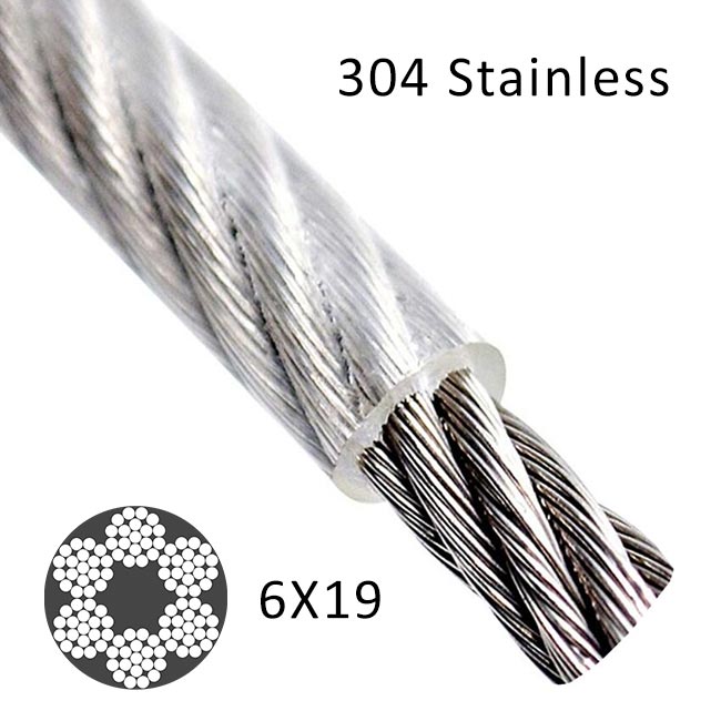 Wire Rope 304 Stainless Steel 6x19 PVC Coated Clear