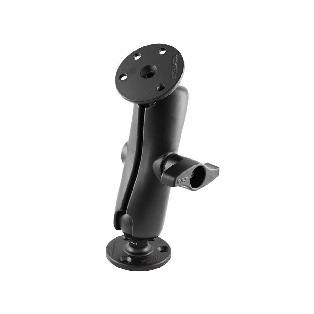 RAM Mount D Size 2.25" Ball Mount w/2 - 3.68" Round Plate Medium Length Double Socket Arm