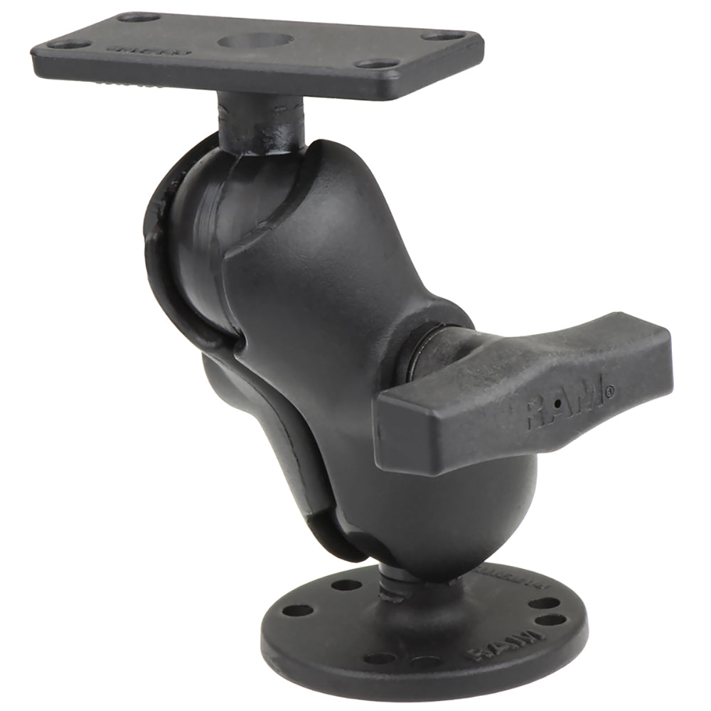 RAM Mount 1.5" Ball Mount w/2.5" Round Base, Short Arm 1.5" x 3" Plate f/Humminbird Helix 5 Only