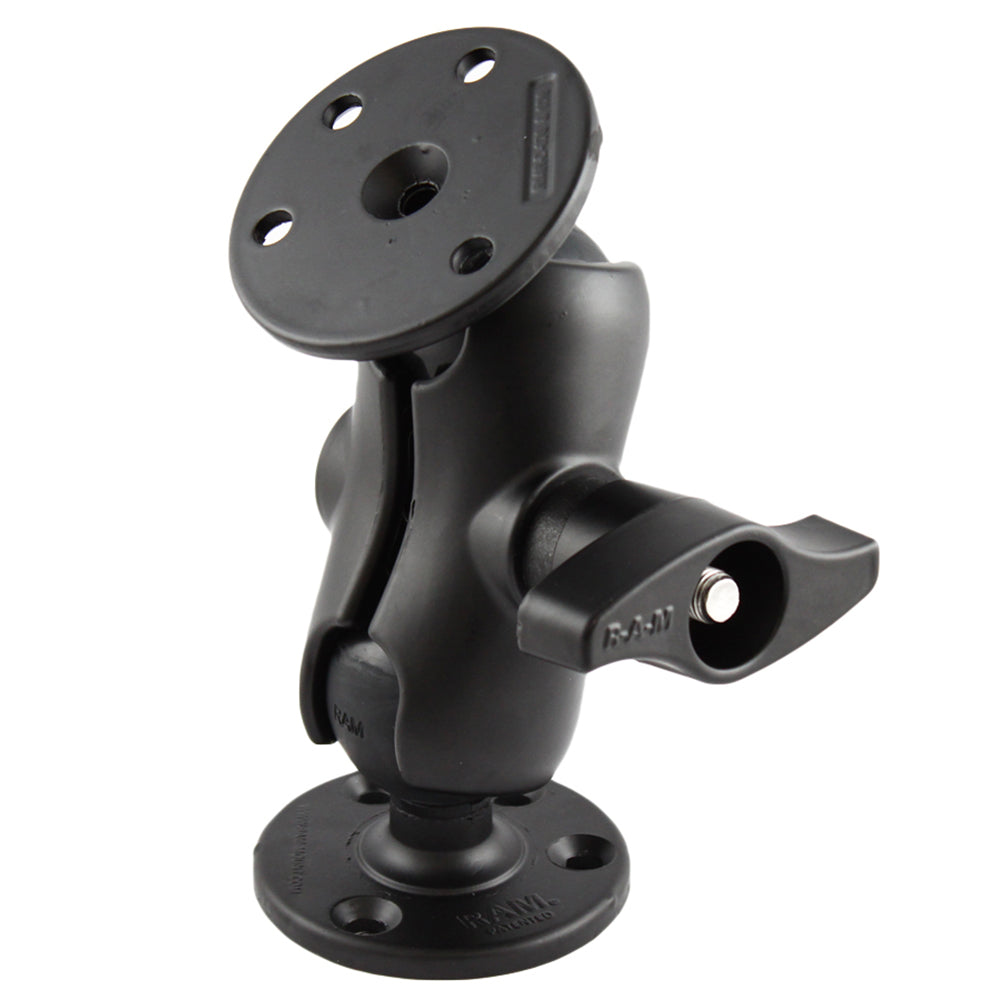 RAM Mount D Size 2.25" Ball Mount w/2 qty 3.68" Round Plates Short Length Double Socket Arm