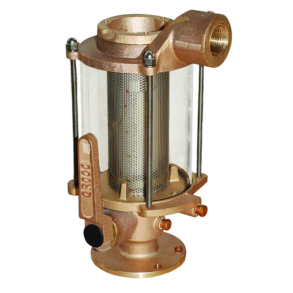 GROCO 1-1/4" Ball Valve/Seacock Raw Water Strainer Combo