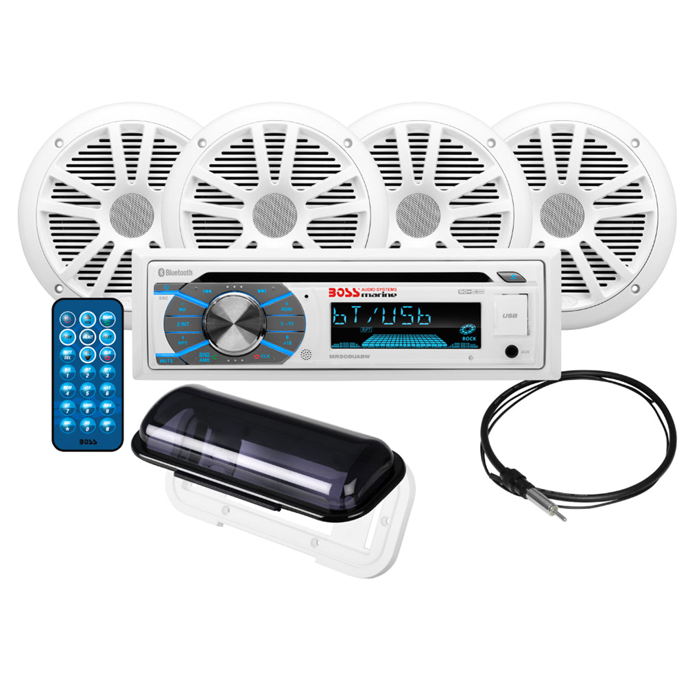 Boss Audio MCK508WB.64S Marine Stereo 2 Pairs of 6.5" Speaker Kit - White