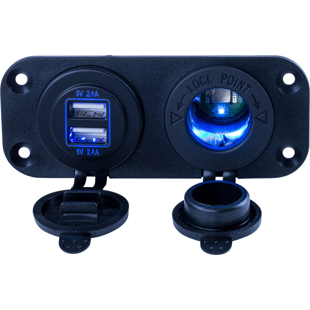 Sea-Dog Double USB Power Socket Panel