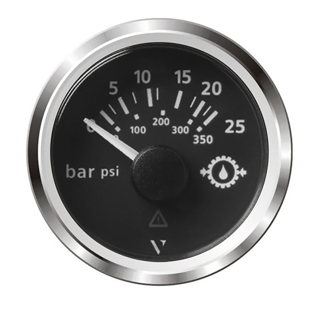 Veratron 52MM (2-1/16") ViewLine Transmission Oil Pressure 25 Bar/350 PSI - Black Dial Chrome Triangular Bezel