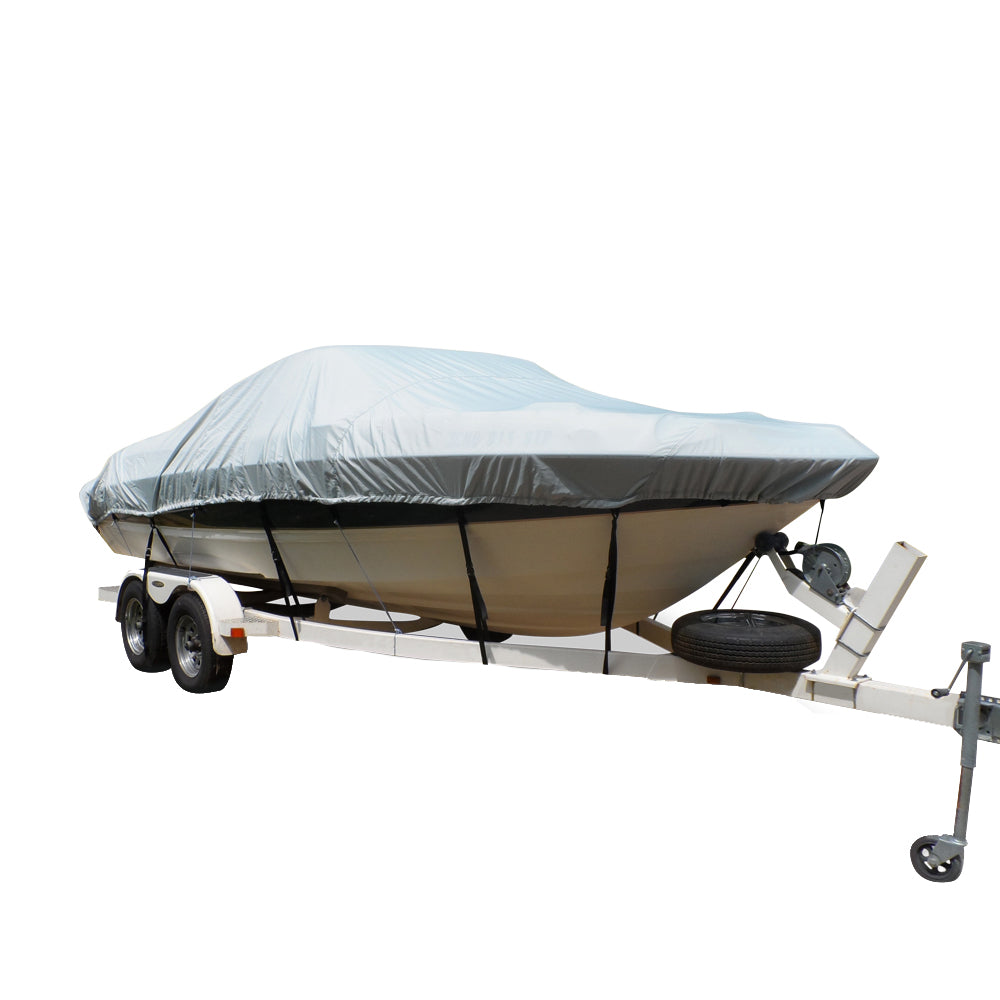Carver Flex-Fit PRO Polyester Size 1 Boat Cover f/V-Hull Fishing Boats Jon Boats - Grey