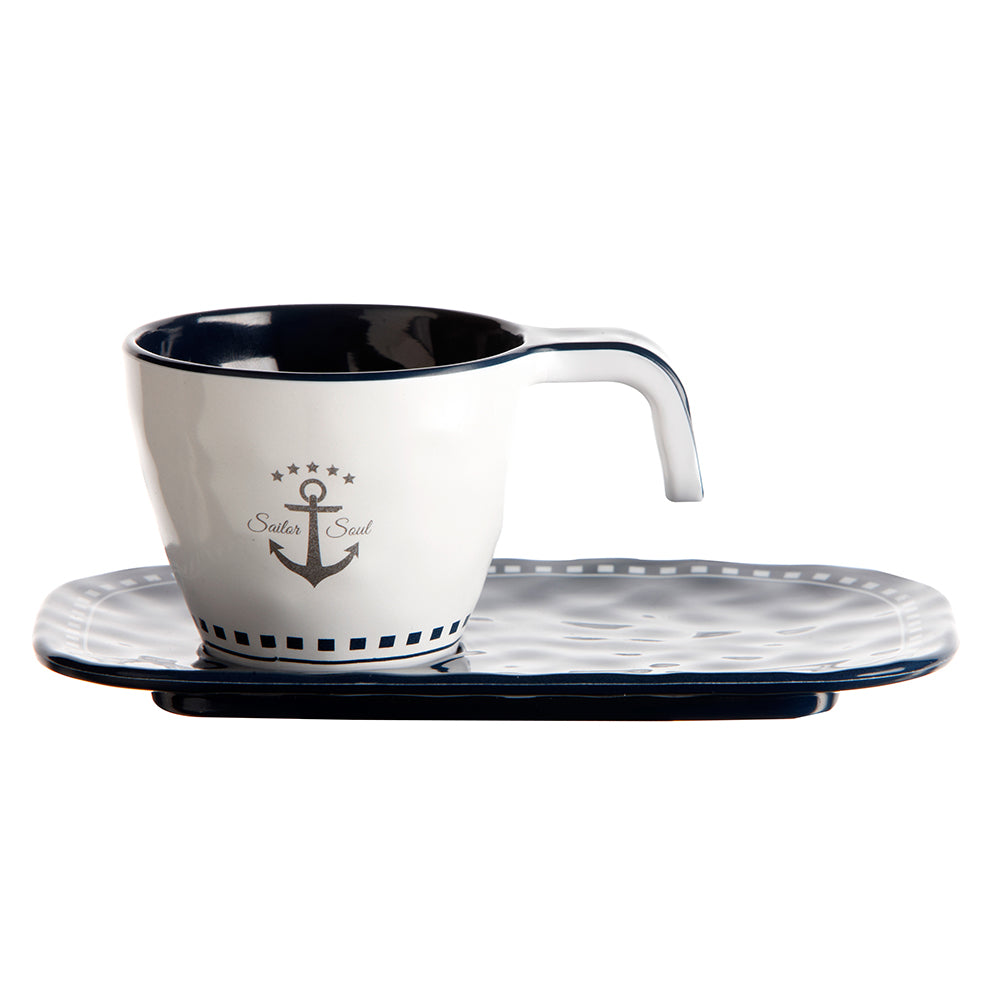 Marine Business Melamine Espresso Cup Plate Set - SAILOR SOUL - Set of 6
