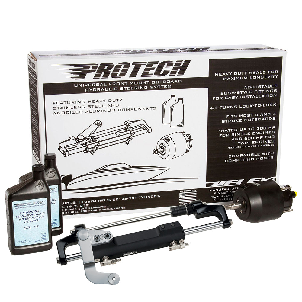 Uflex PROTECH 3.1 Front Mount OB Hydraulic System - Includes UP28 FM Helm, Oil UC128-TS/3 Cylinder - No Hoses