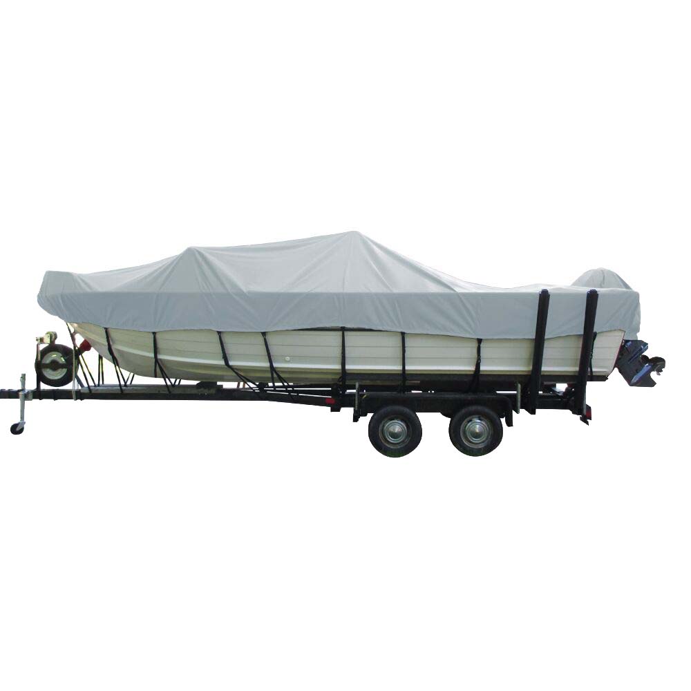 Carver Poly-Flex II Wide Series Styled-to-Fit Boat Cover f/17.5 Aluminum V-Hull Boats with Walk-Thru Windshield - Grey