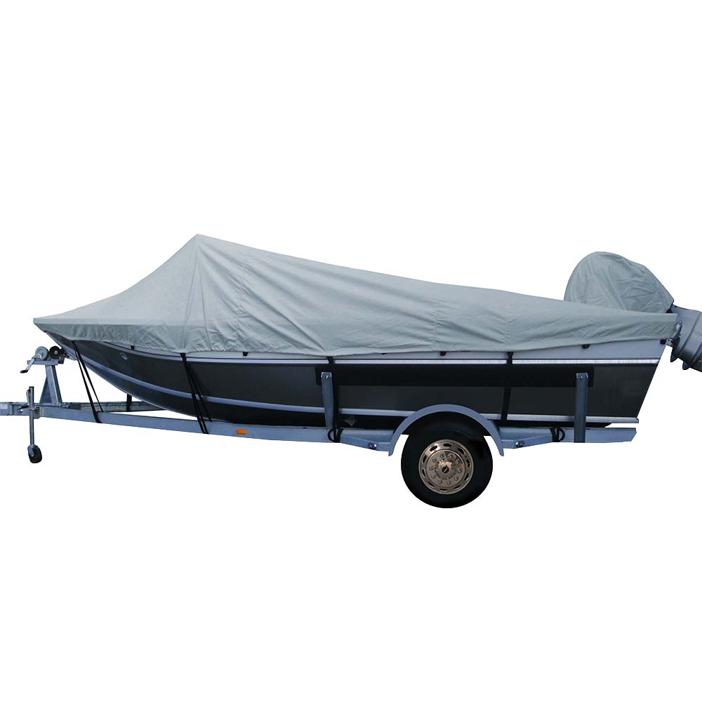 Carver Poly-Flex II Styled-to-Fit Boat Cover f/19.5 Aluminum Boats w/High Forward Mounted Windshield - Grey