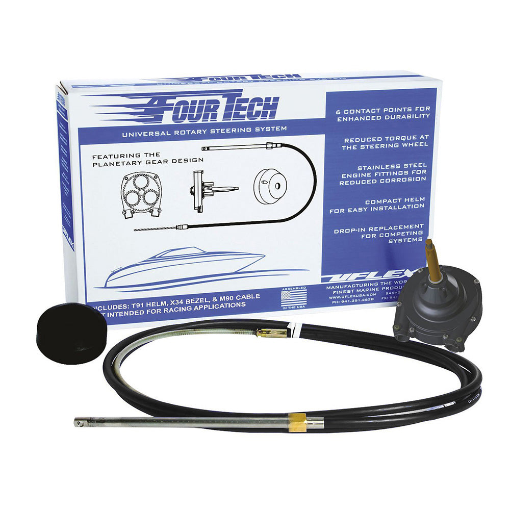 Uflex Fourtech 6 Black Mach Rotary Steering System w/Helm, Bezel Cable