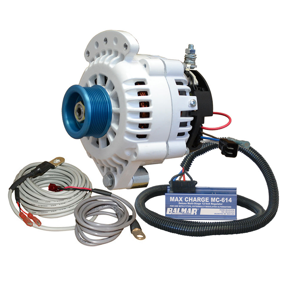 Balmar Alternator 100 AMP Kit 12V 1-2" Single Foot Spindle Mount J10 Pulley Regulator Temp Sensor