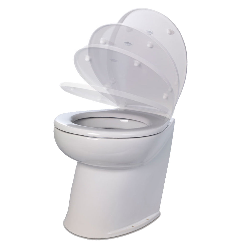 Jabsco Deluxe Flush 14" Angled Back 24V Freshwater Electric Marine Toilet w/Solenoid Valve Soft Close Lid