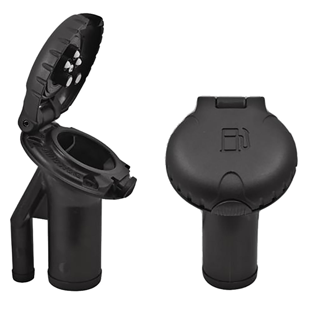 Attwood Deck Fill f/Pressure Relief Systems - Angled Body Scalloped Black Plastic Cap