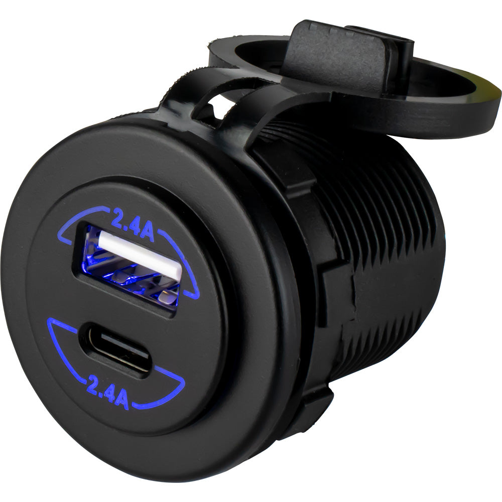 Sea-Dog Round Dual USB USB-C Power Socket
