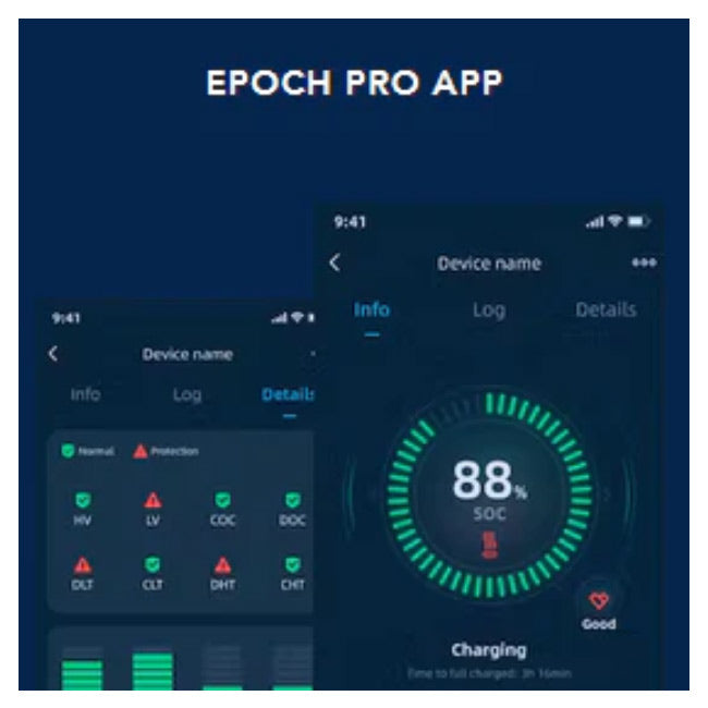 Epoch Batteries 12V 50Ah Essential Series - Heated & Bluetooth LiFePO4 Battery