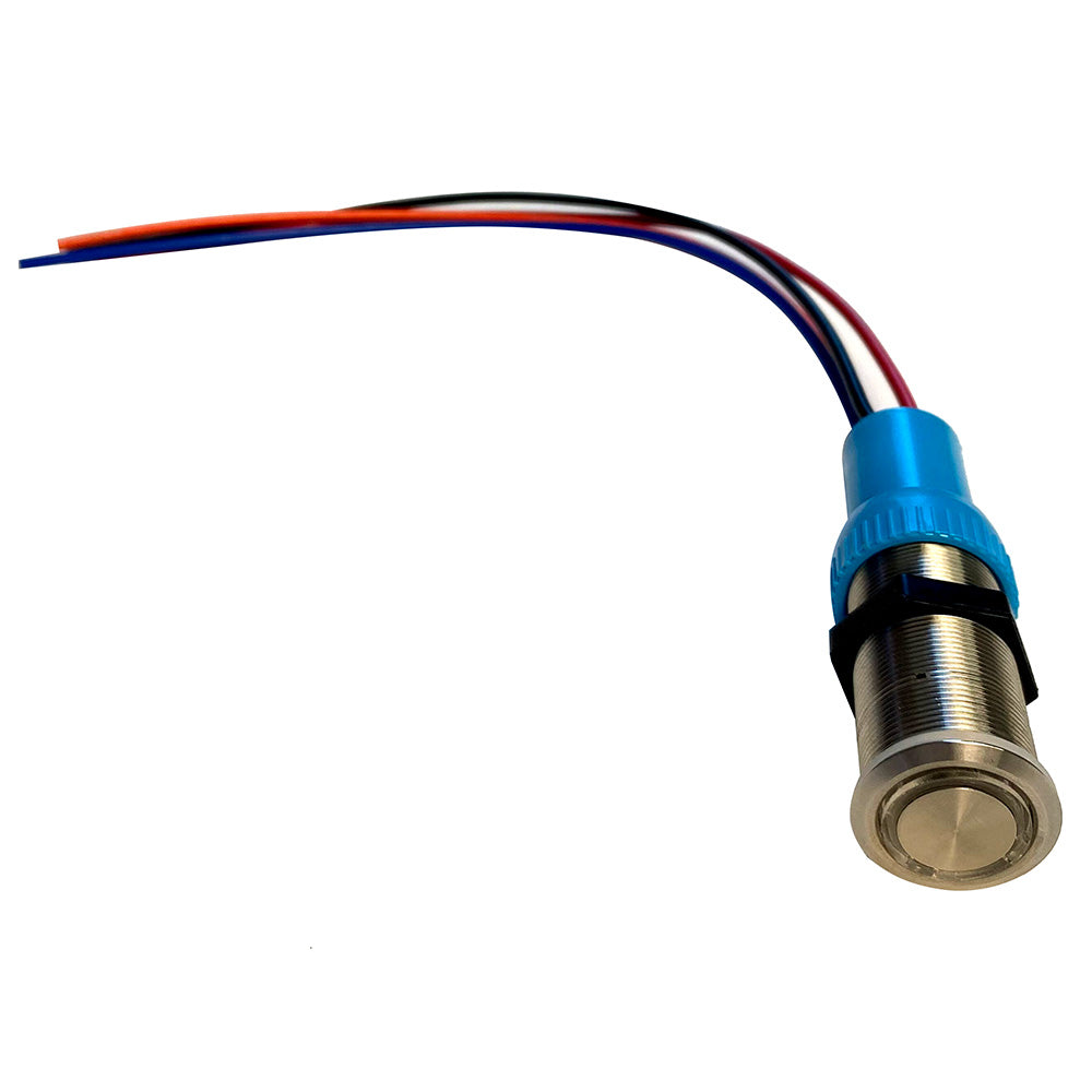 Bluewater 22mm Push Button Switch - Nav/Anc Contact - Blue/Green/Red LED - 1' Lead