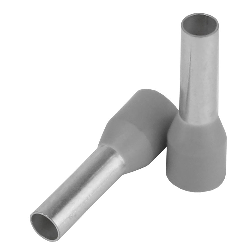 Pacer Grey 12 AWG Wire Ferrule - 10mm Length - 25 Pack