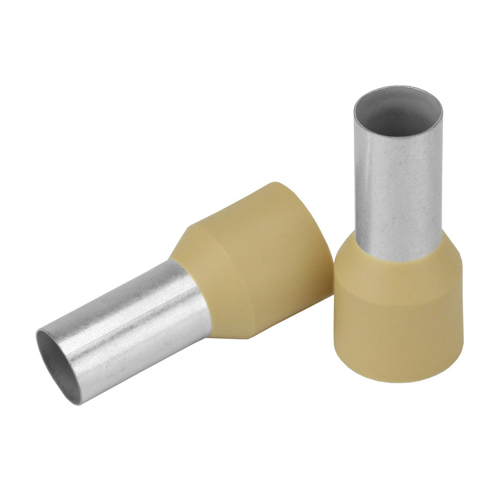 Pacer Beige 2 AWG Wire Ferrule - 16mm Length - 10 Pack