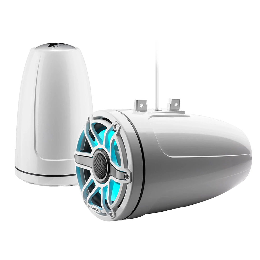 JL Audio M6 Series 8.8" Enclosed Tower Coaxial System w/Gloss White Sport Grille  Transflective LED Lighting - M6-880ETXv3-Gw-S-GwGw-i