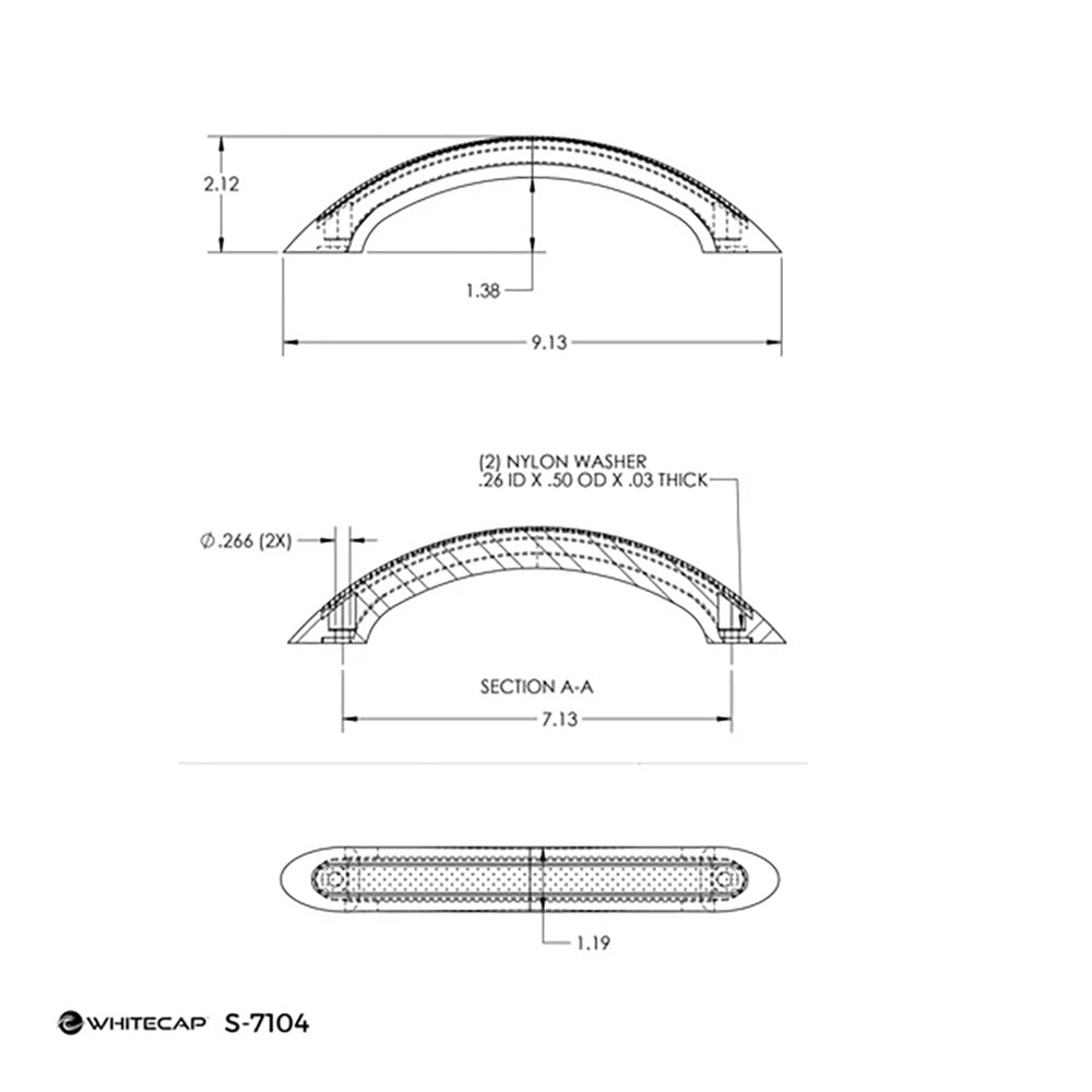 Whitecap 9" Stainless Steel Grab Handle with UV-Resistant Black Vinyl Inlay