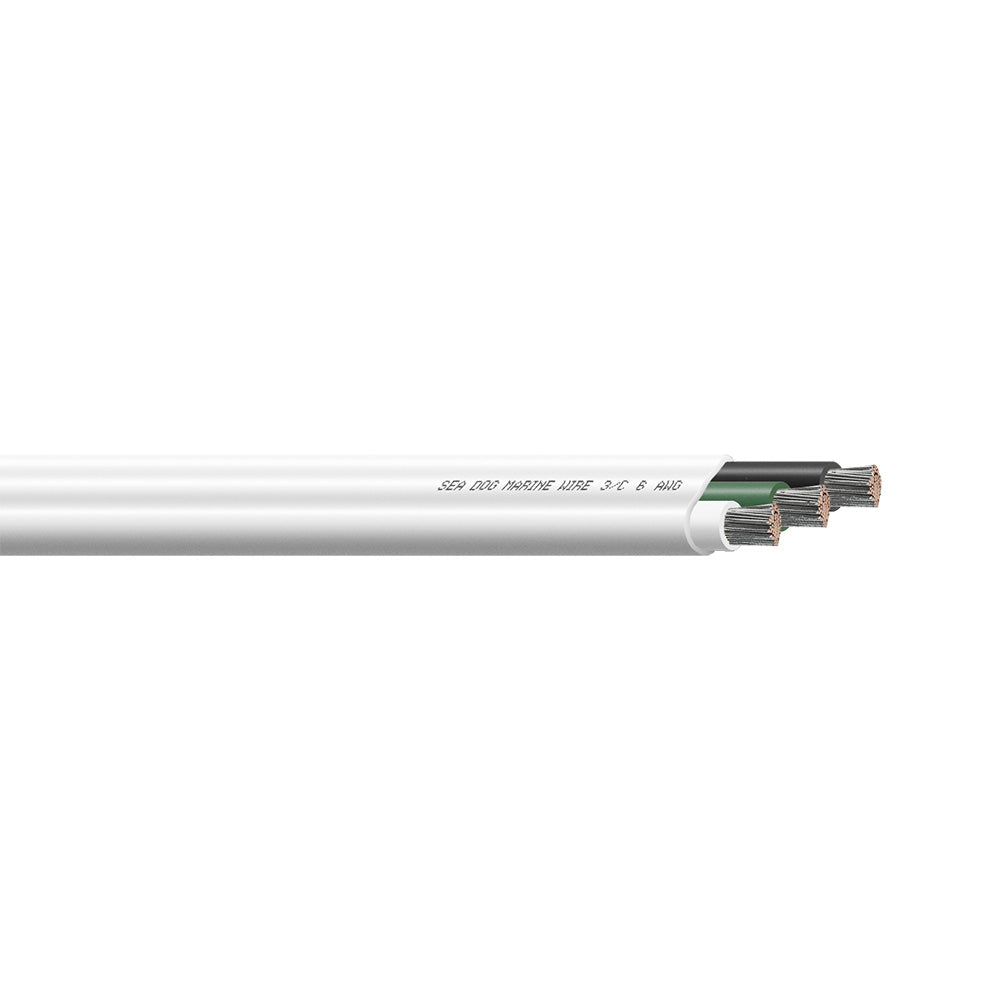 Sea-Dog 6/3 AWG Flat Triplex Wire - White/Green/Black - 100'