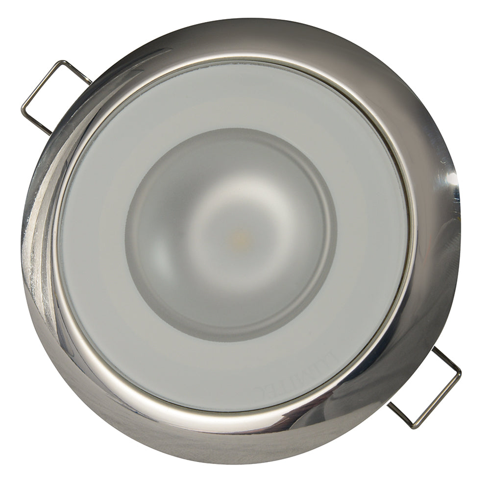 Lumitec Mirage - Flush Mount Down Light - Glass Finish/Polished SS Bezel 2-Color White/Red Dimming