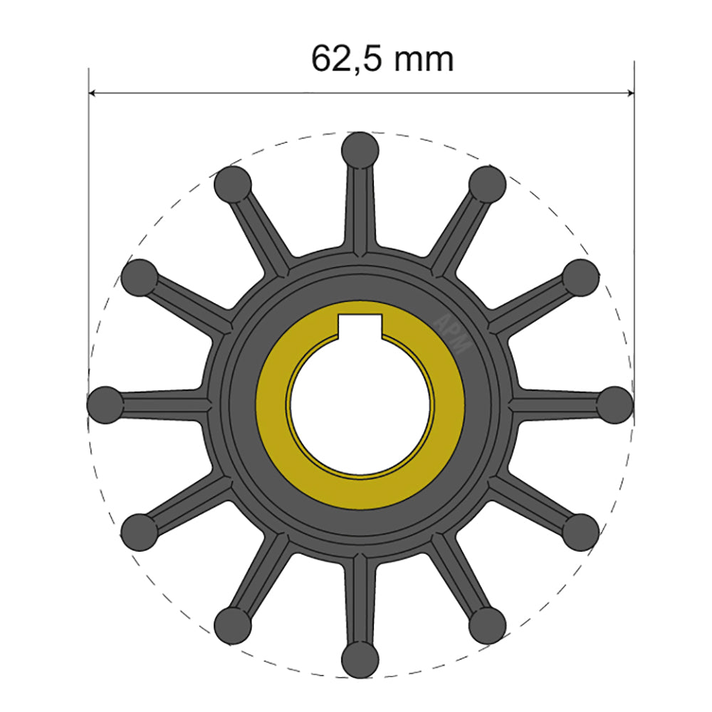 Albin Group Premium Impeller Kit 62.5 x 16 x 32mm - 12 Blade - Key Insert