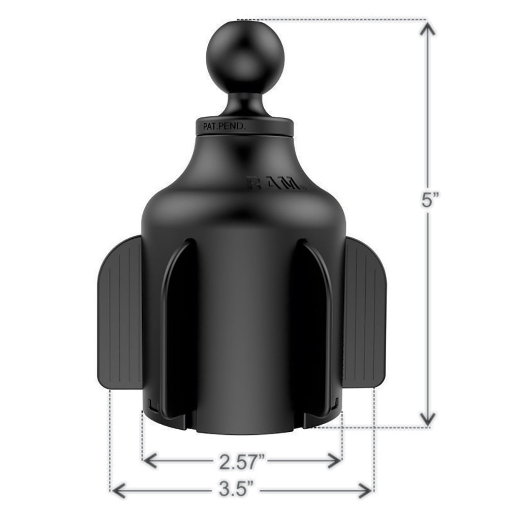 RAM Mount Stubby Cup Holder Mount w/Double Socket Arm