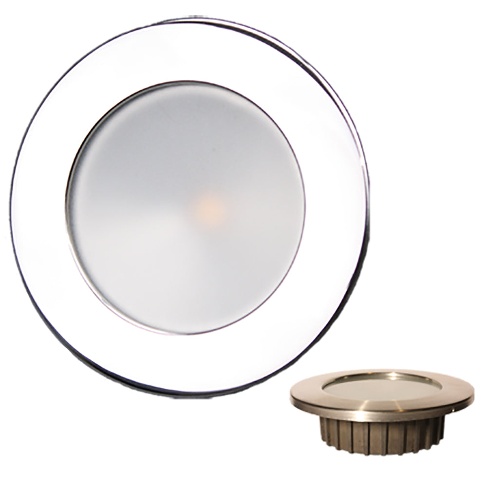 Lunasea ZERO EMI Recessed 3.5 LED Light - Warm White, Blue w/Polished Stainless Steel Bezel - 12VDC