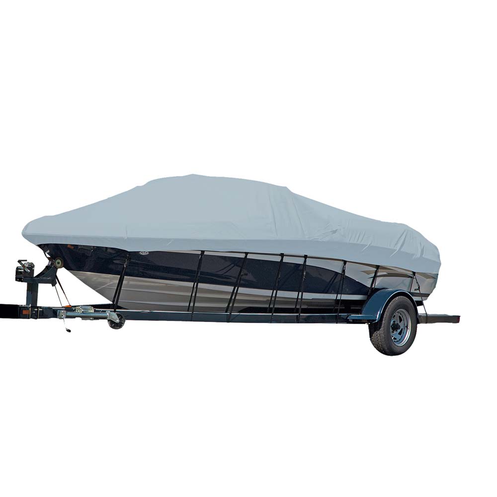 Carver Sun-DURA Styled-to-Fit Boat Cover f/21.5 Sterndrive V-Hull Runabout Boats (Including Eurostyle) w/Windshield  Hand/Bow Rails - Grey