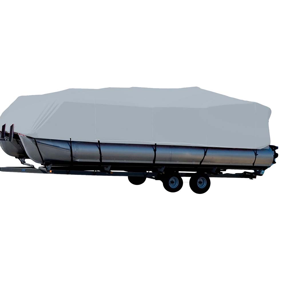 Carver Sun-DURA Styled-to-Fit Boat Cover f/23.5 Pontoons w/Bimini Top  Partial Rails - Grey