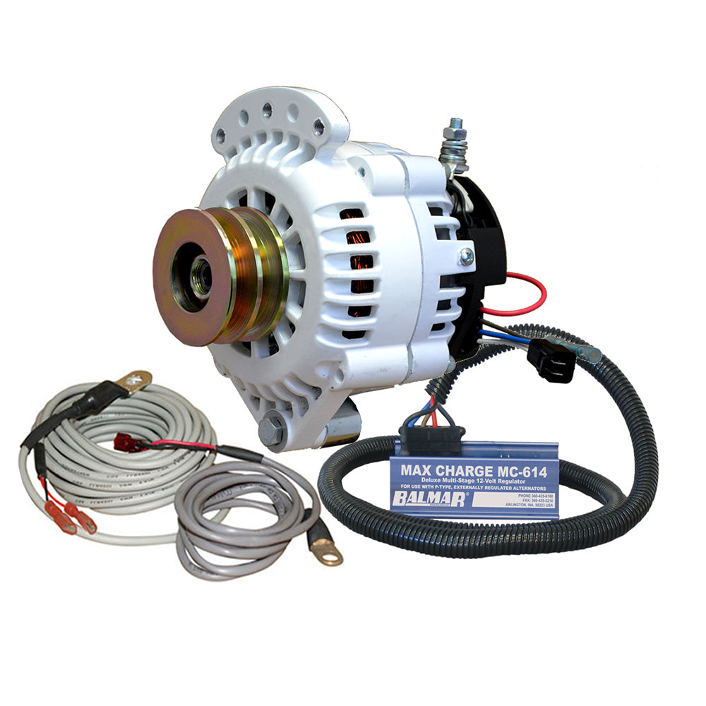 Balmar Alternator 120 AMP 12V 1-2" Single Foot Spindle Mount Dual Vee Pulley Regulator  Temp Sensor