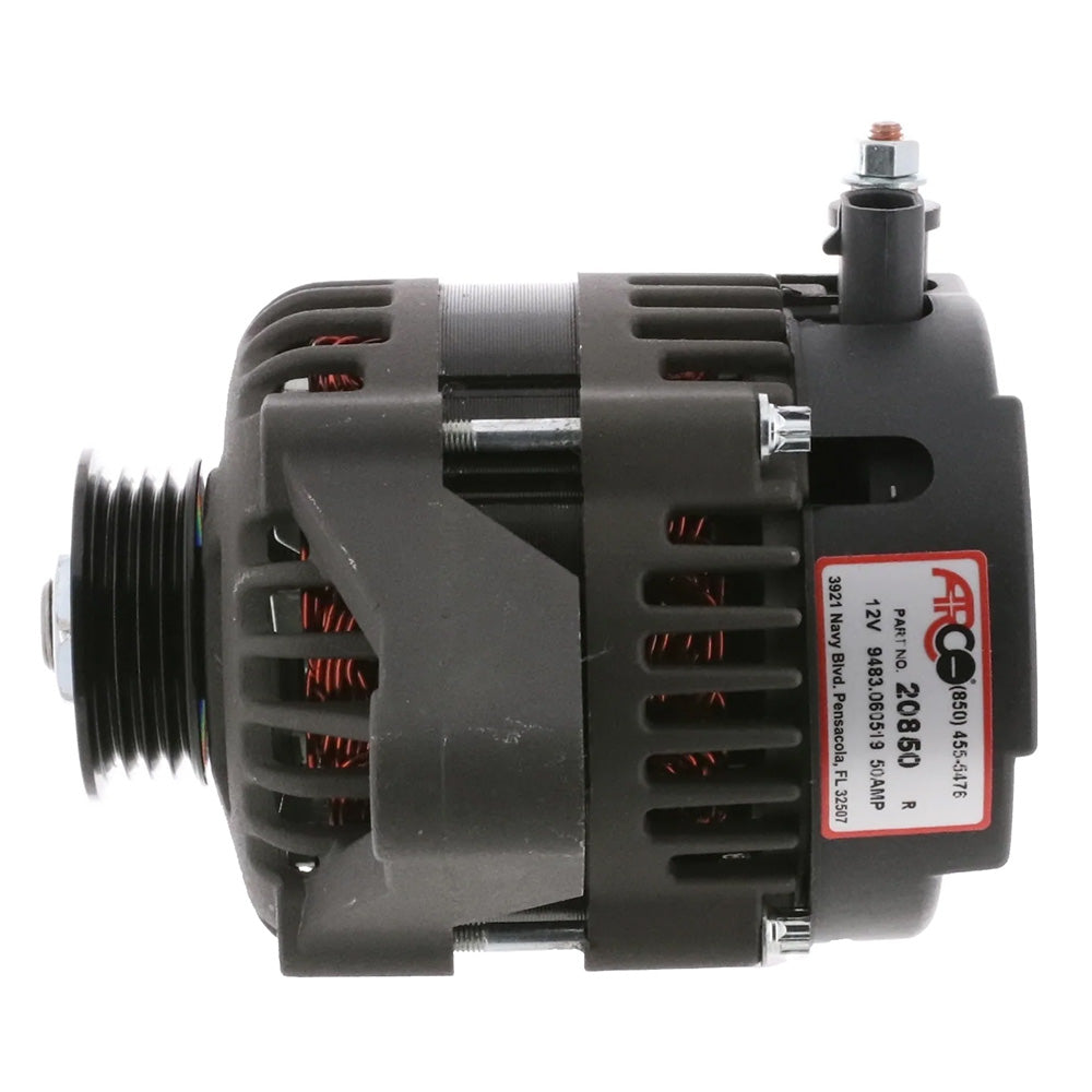 ARCO Marine Premium Replacement Outboard Alternator w/Multi-Groove Pulley - 12V 50A