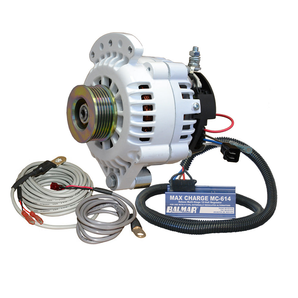 Balmar Alternator 100 AMP Kit 12V 1-2" Single Foot Spindle Mount K6 Pulley Regulator  Temp Sensor