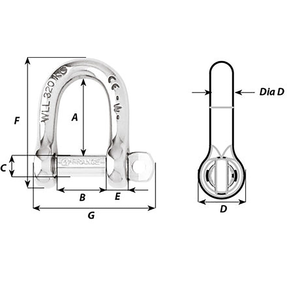 Wichard Not Self-Locking D Shackle - 14mm Diameter - 9/16"