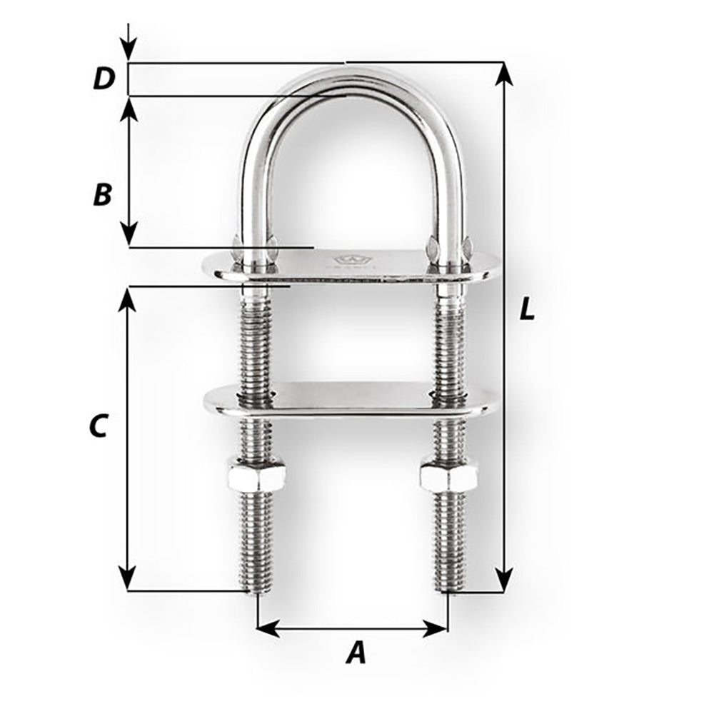 Wichard U-Bolt Pad Eye - 6mm Diameter - 15/64" - 70mm Length - 2-3/4"