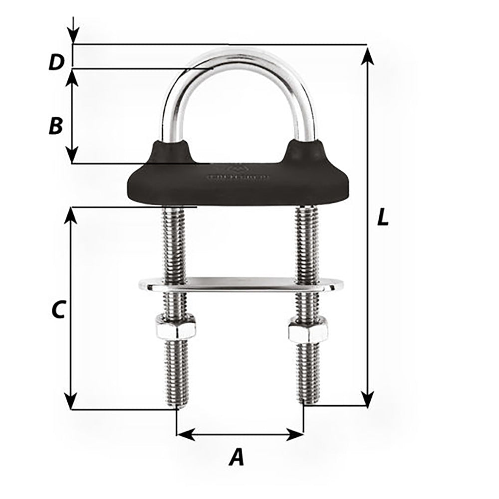 Wichard Black Watertight U-bolt - 5mm Diameter - 13/64" - 60mm Length - 2-23/64"