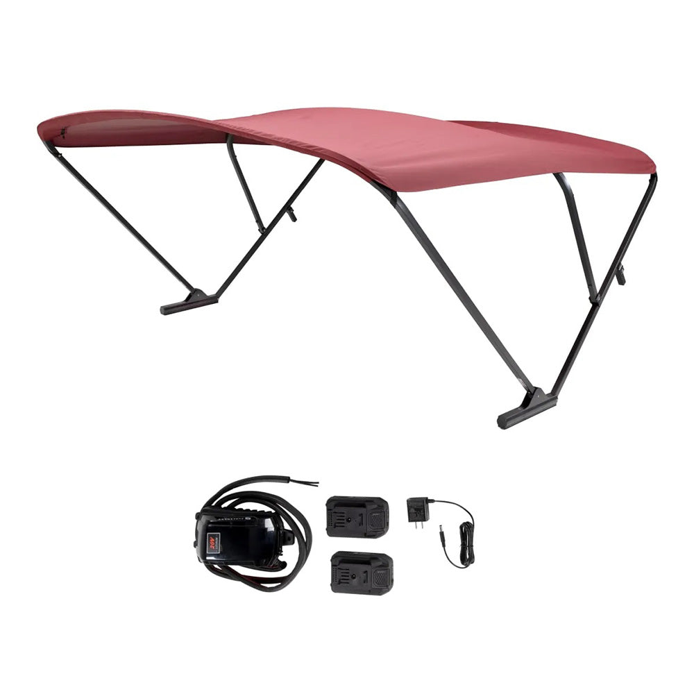 SureShade Battery Powered Bimini - Black Anodized Frame  Burgundy Fabric