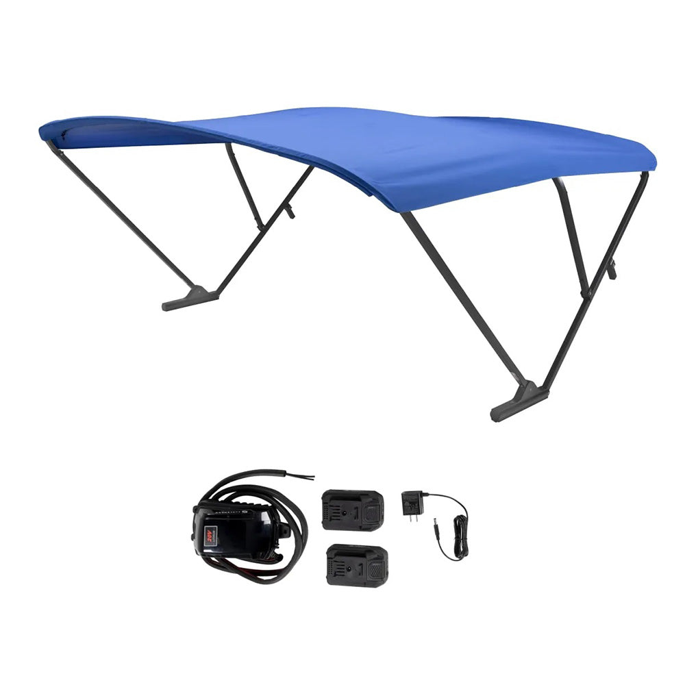 SureShade Battery Powered Bimini - Black Anodized Frame  Pacific Blue Fabric