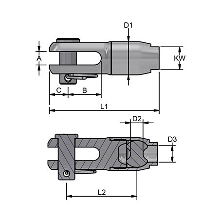 Rope fork – stainless steel