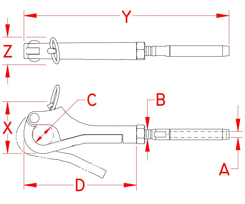 Suncor Pelican Hook with Swage Stud