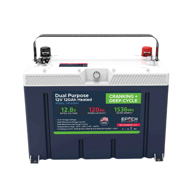 Epoch Batteries 12V 120Ah Pro Series - Cranking + Deep Cycle  LiFePO4 (Dual Purpose)