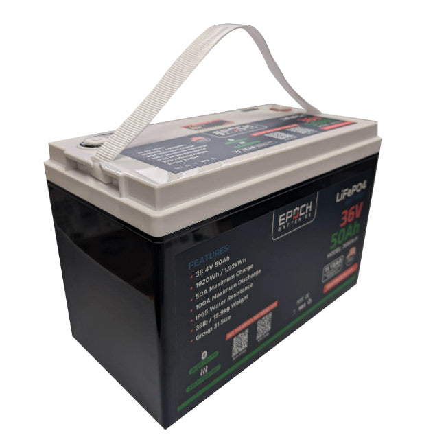 Epoch Batteries 36V 50Ah Pro Series - Cranking + Deep Cycle  LiFePO4 (Dual Purpose)